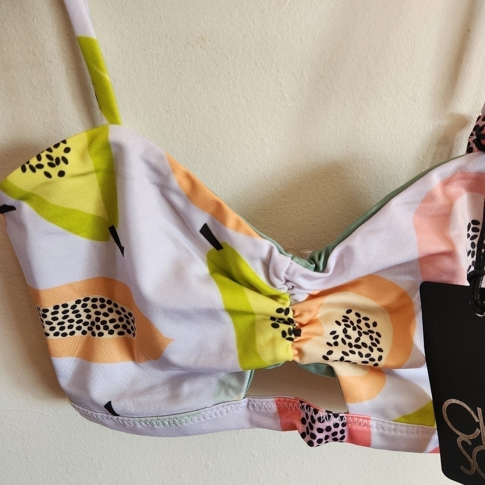 NWT Chaser Bikini Top Adjustable Tropical White Orange Small S - Picture 2 of 8